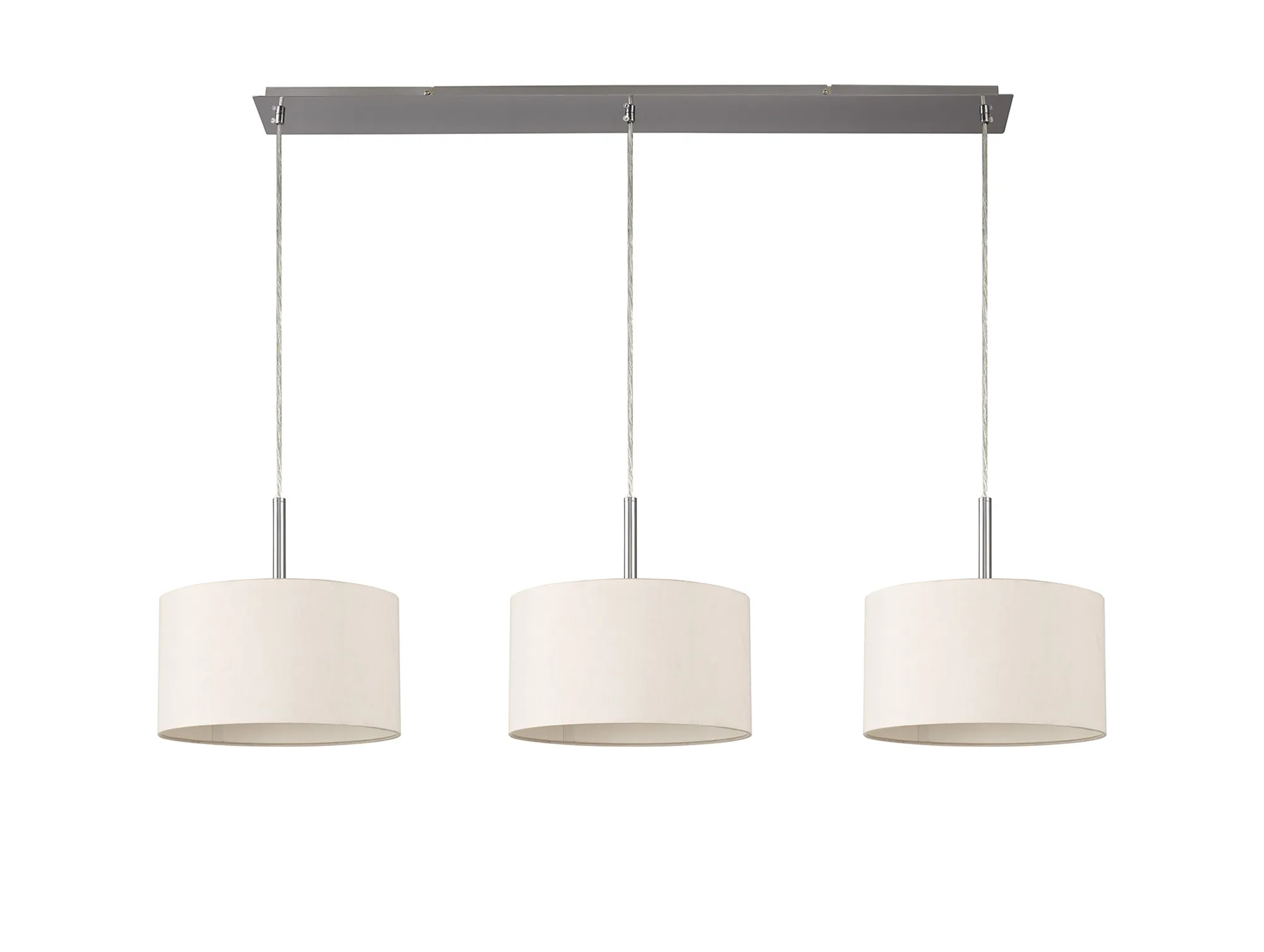 Baymont 30cm Shade 3 Light Pendant Satin Nickel, Nude Beige DK0586  Deco Baymont SN NU